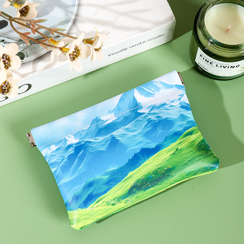 Artistic Landscape-Themed Zippered Coin Pouch — product view 3