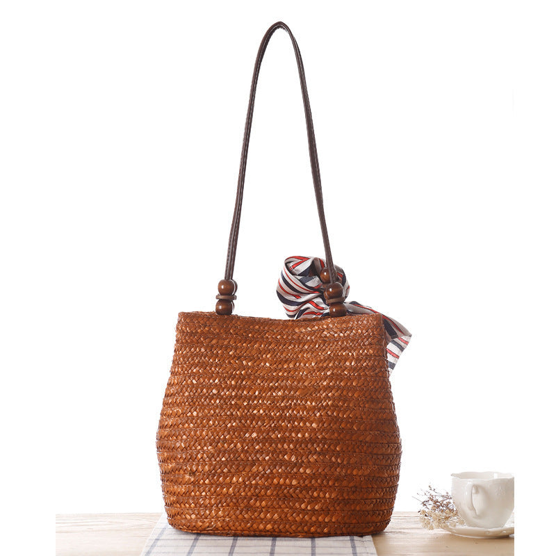 Braided handbag with stylish striped scarf LoungeYard — product view 3