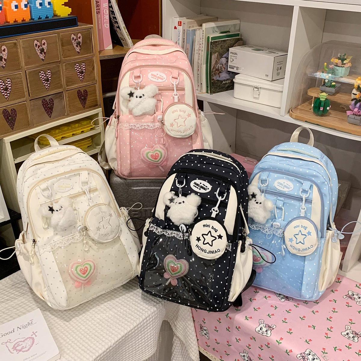 Charming Polka Dot Backpack LoungeYard — product view 4