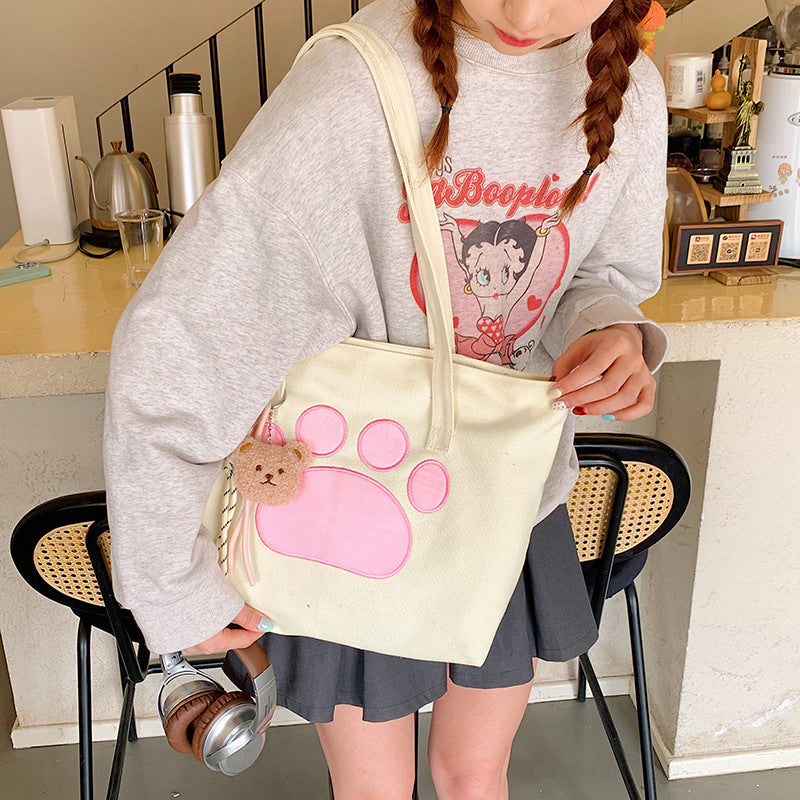 Cute Animal Paw Print Tote Bag — product view 2