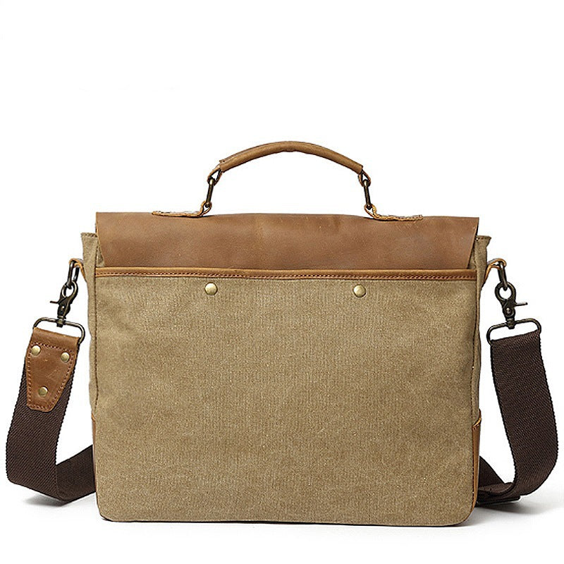 Robust Briefcase Made of Durable Canvas and Leather LoungeYard — product view 2