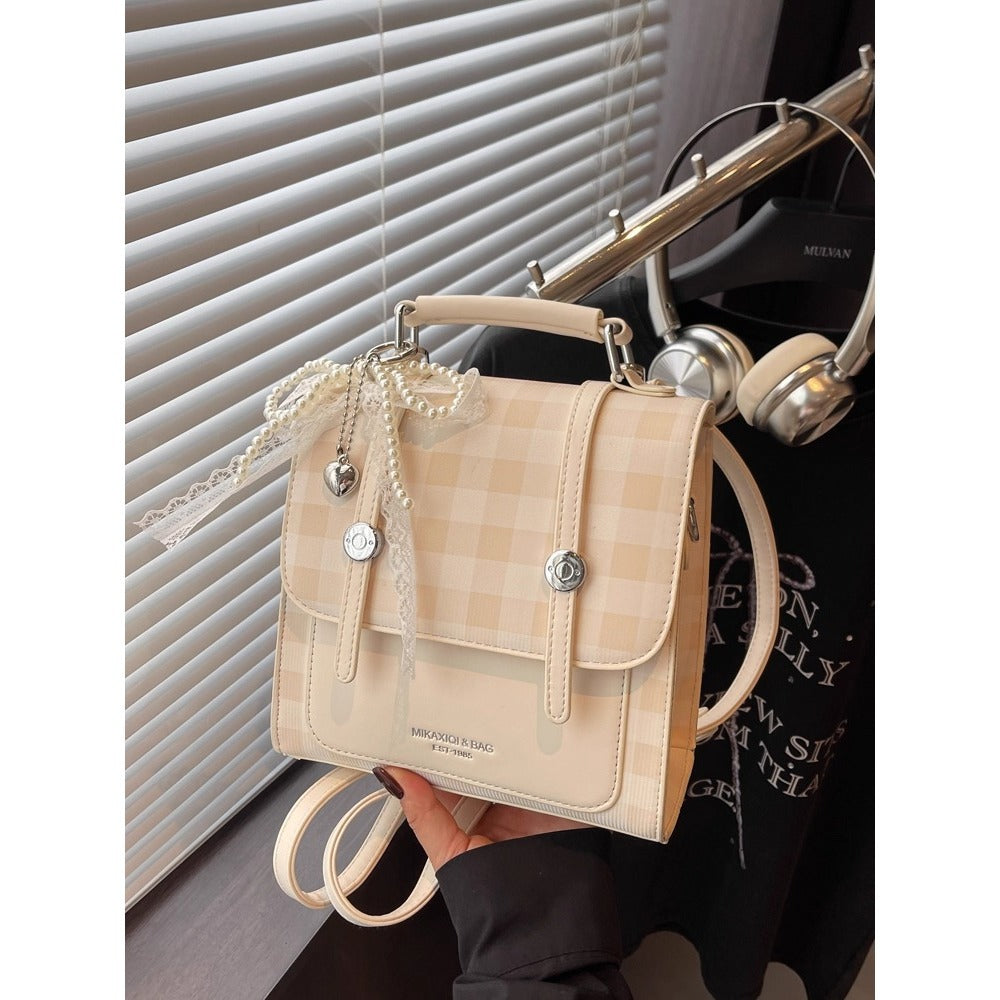 Stylish Checkered Mini Satchel Bag LoungeYard — product view 3