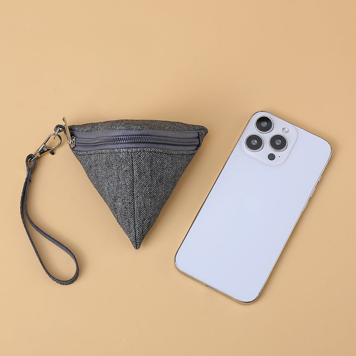 Triangle-Shaped Zippered Coin Pouch — product view 3