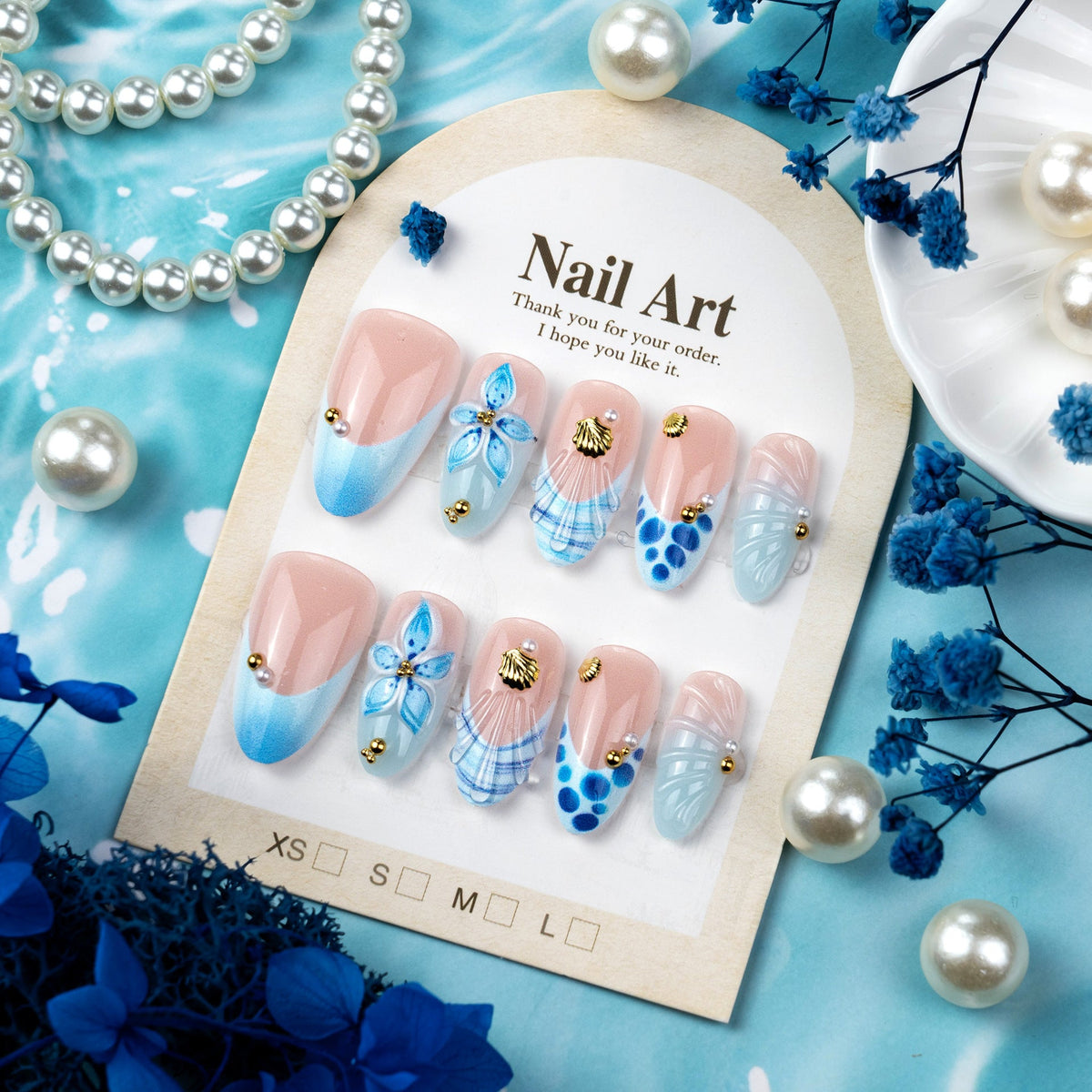 Artistic Ocean-Inspired Press-On Nail Set — product view 2