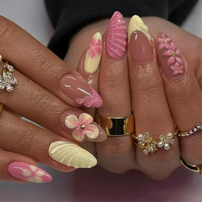 Decorative Floral-Themed Press-On Nail Set — product view 1