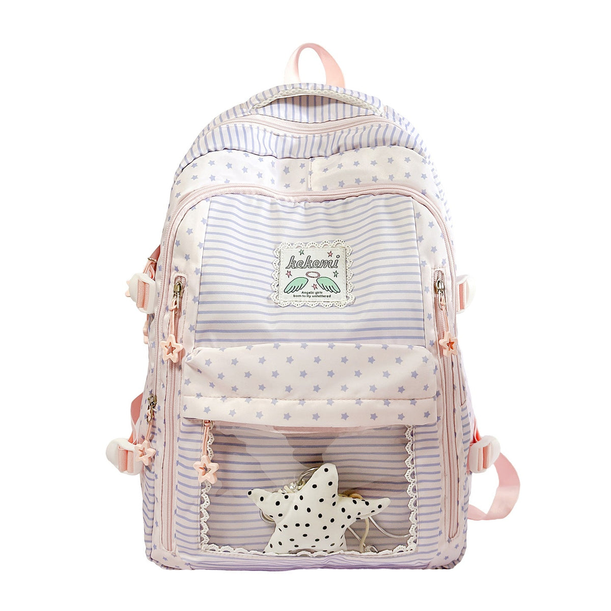 Cute Star-Patterned School Backpack LoungeYard — product view 5