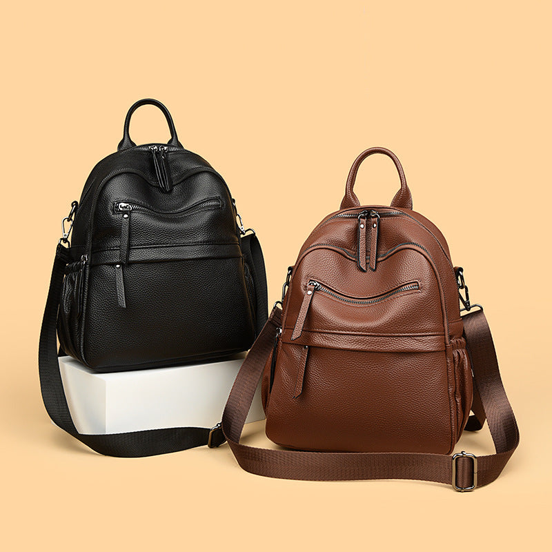 Multi-Functional Textured Leather Backpack LoungeYard — product view 3