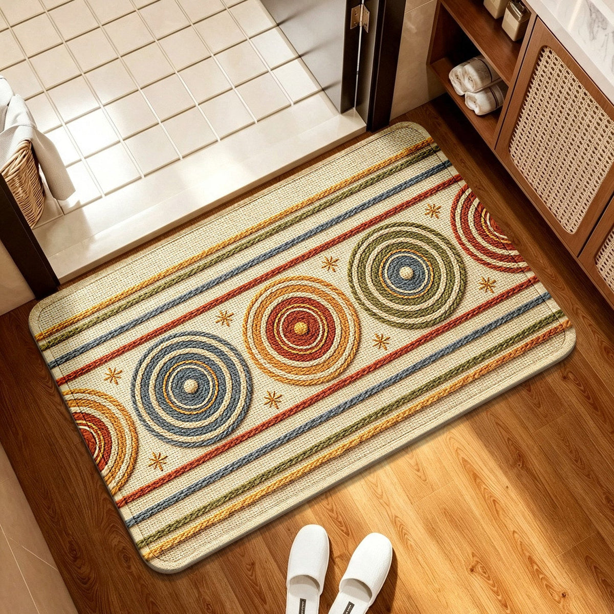 Geometric Patterned Soft Bath Mat — product view 2