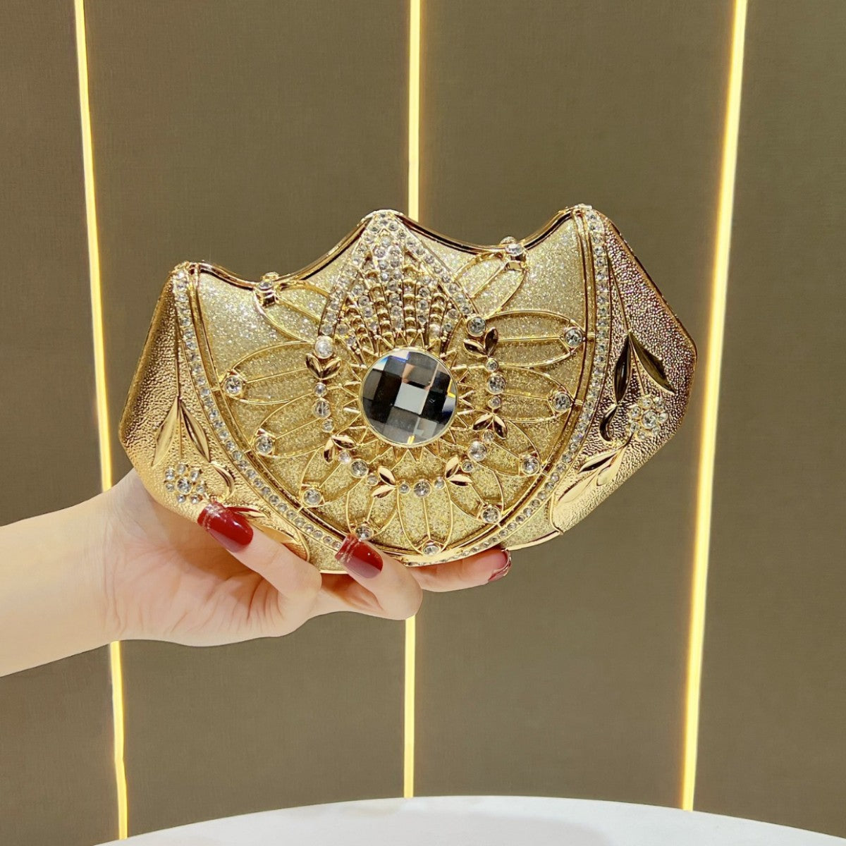Floral-Inspired Rhinestone Evening Clutch — product view 1