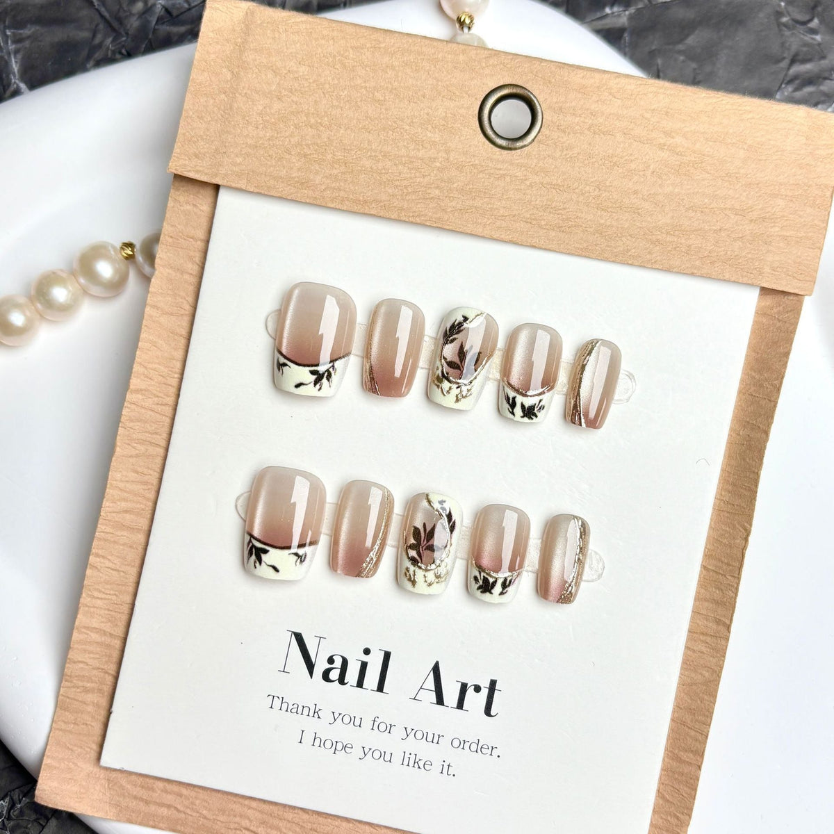 Elegant Floral Print Press-On Nail Set — product view 5