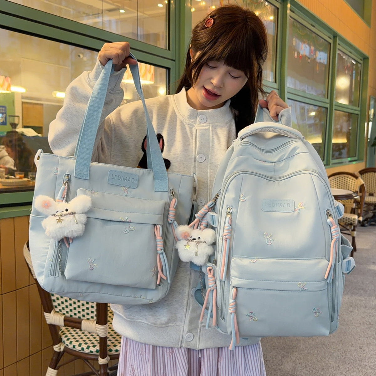 Embroidered Multi-Functional Backpack LoungeYard — product view 1