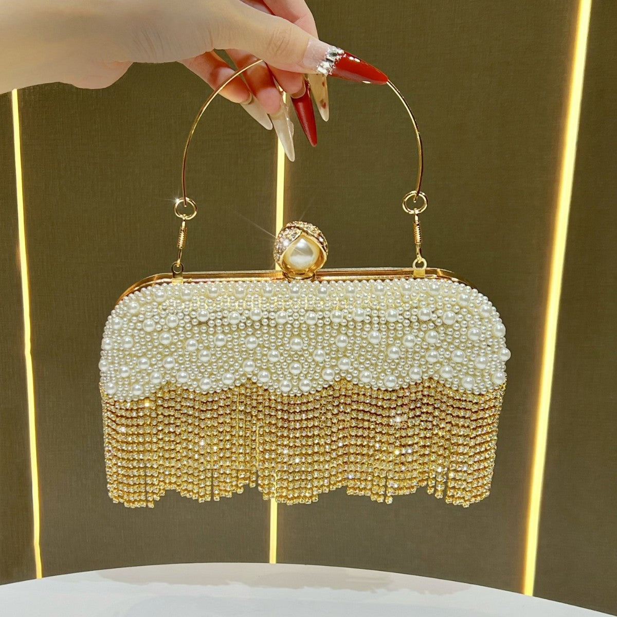 Elegant Pearl and Crystal Evening Handbag — product view 1