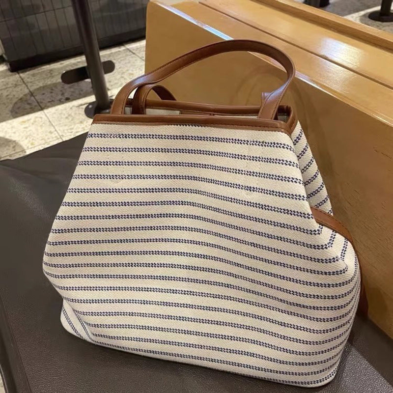 Striped Canvas Tote Bag LoungeYard — product view 1