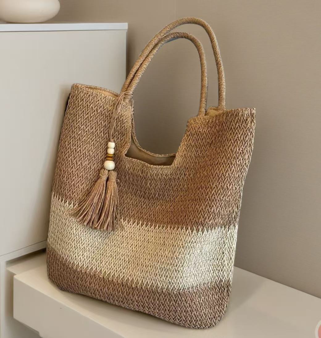 Macrame Tote Bag with Fashionable Tassel Accent LoungeYard — product view 7
