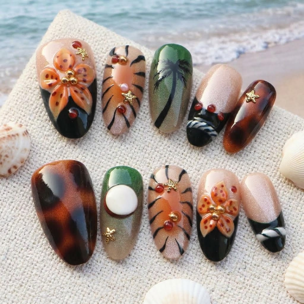 Tropical-Inspired Artisanal Press-On Nail Set — product view 7