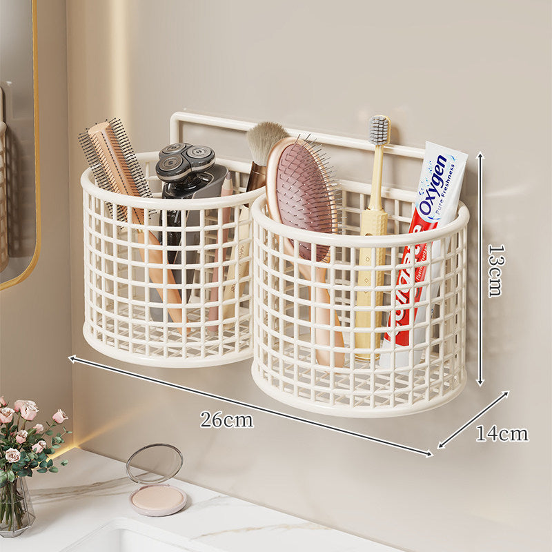 Wall-Mounted Ventilated Plastic Bathroom Organizer Basket for Toiletries and Razors — product view 7