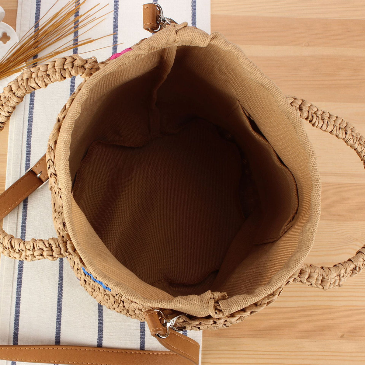 Handbag Made from Handcrafted Natural Material with Colorful Accent LoungeYard — product view 3