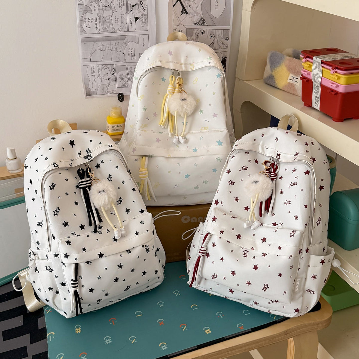Casual Lightweight Star-Printed Backpack LoungeYard — product view 4