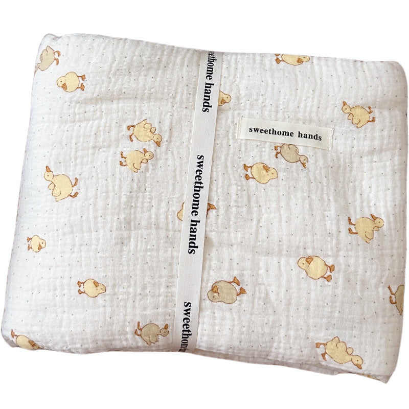 Unisex Mull blanket with cute bear design LoungeYard — product view 5