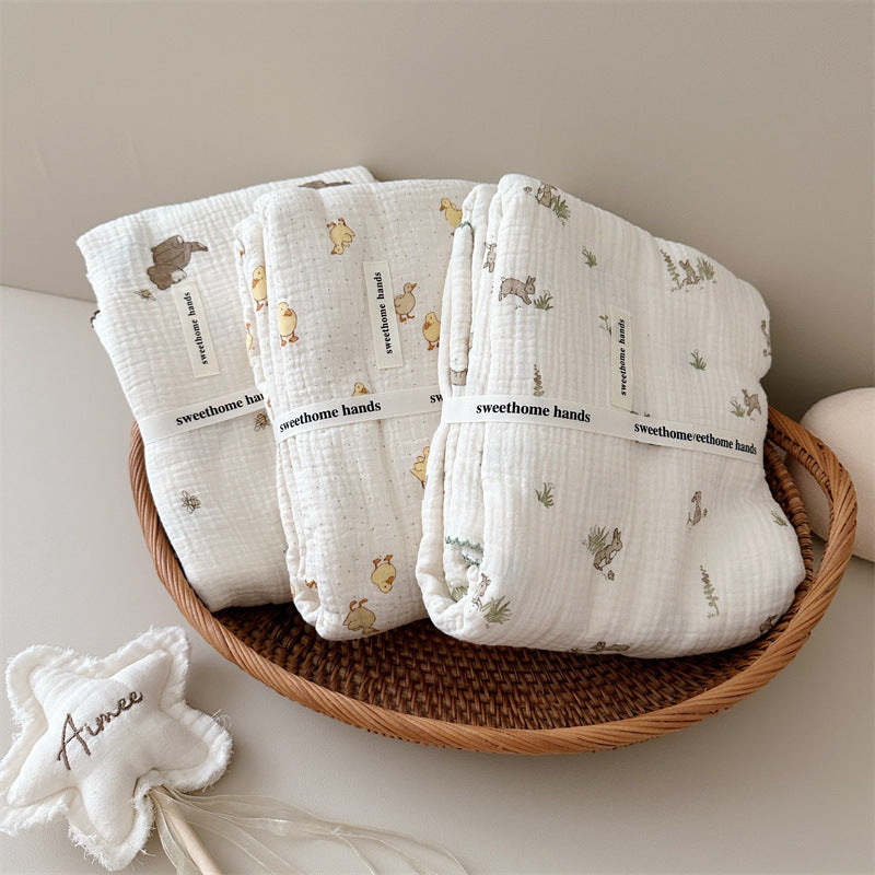 Unisex Mull blanket with cute bear design LoungeYard — product view 3