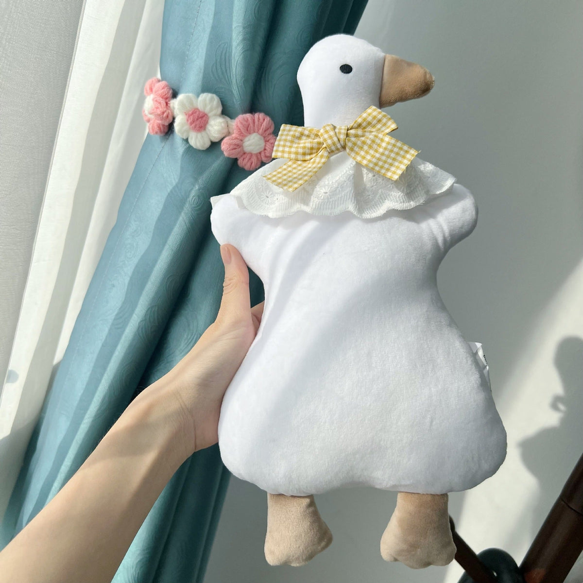 Plush Duck Comforter Pillow with Gingham Bow — product view 7
