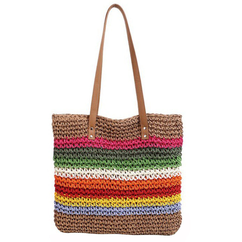 Handmade beach bag with colorful striped pattern LoungeYard — product view 5