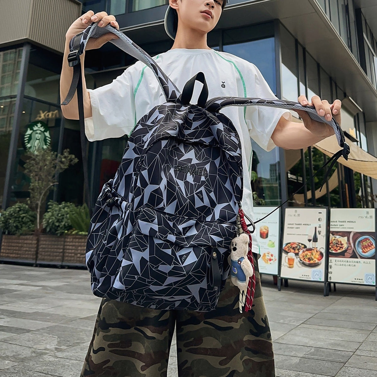 Geometric Pattern Casual Backpack LoungeYard — product view 2