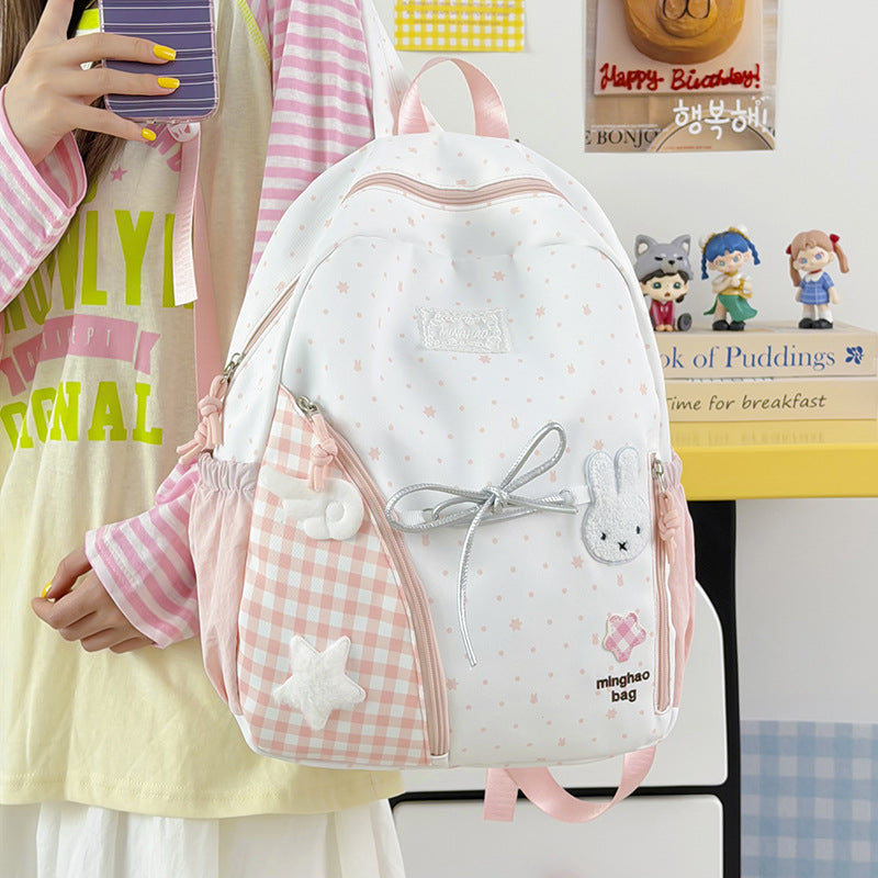 Cute Illustrated Star-Print Backpack LoungeYard — product view 1