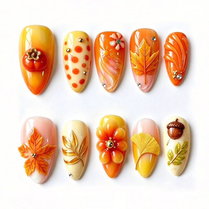 Artistic Autumn-Themed Press-On Nail Set — product view 1