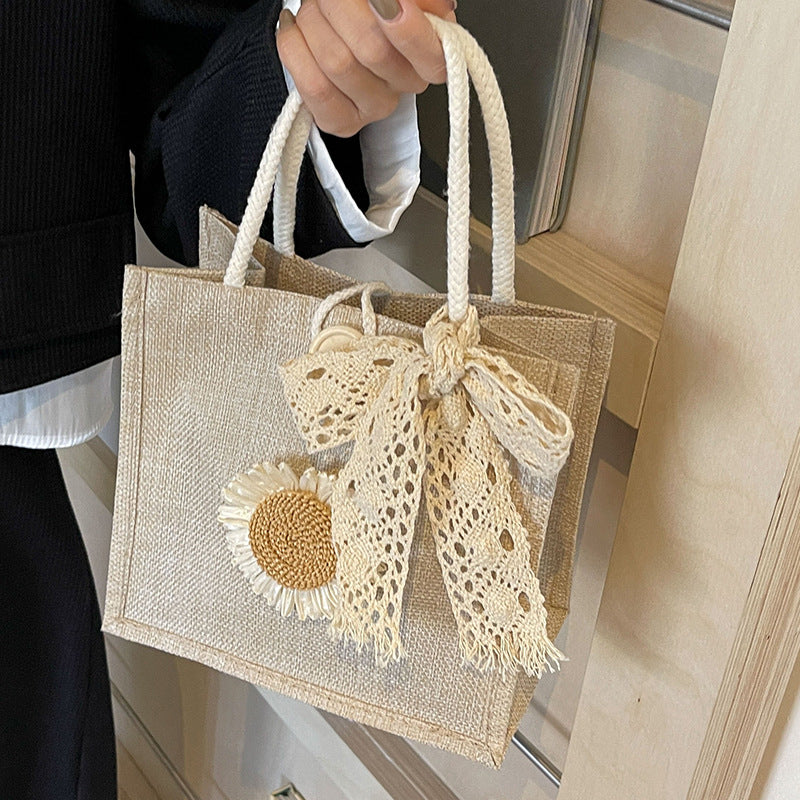 Elegant Floral Accent Handcrafted Tote — product view 5