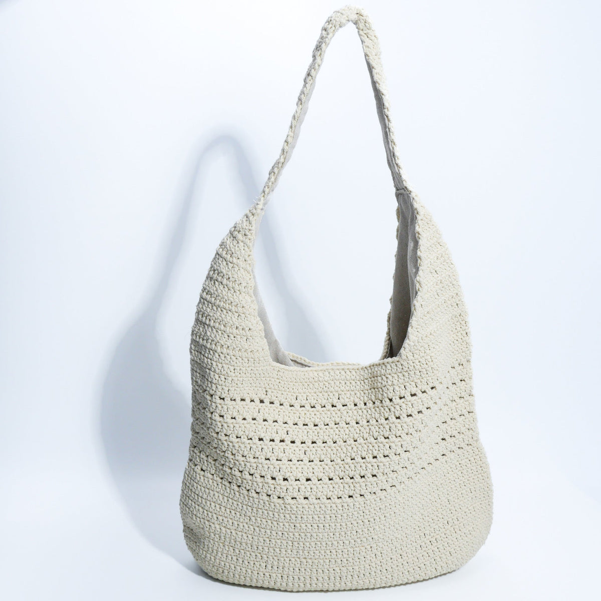 Handmade macrame shoulder bag with ergonomic shoulder strap LoungeYard — product view 5