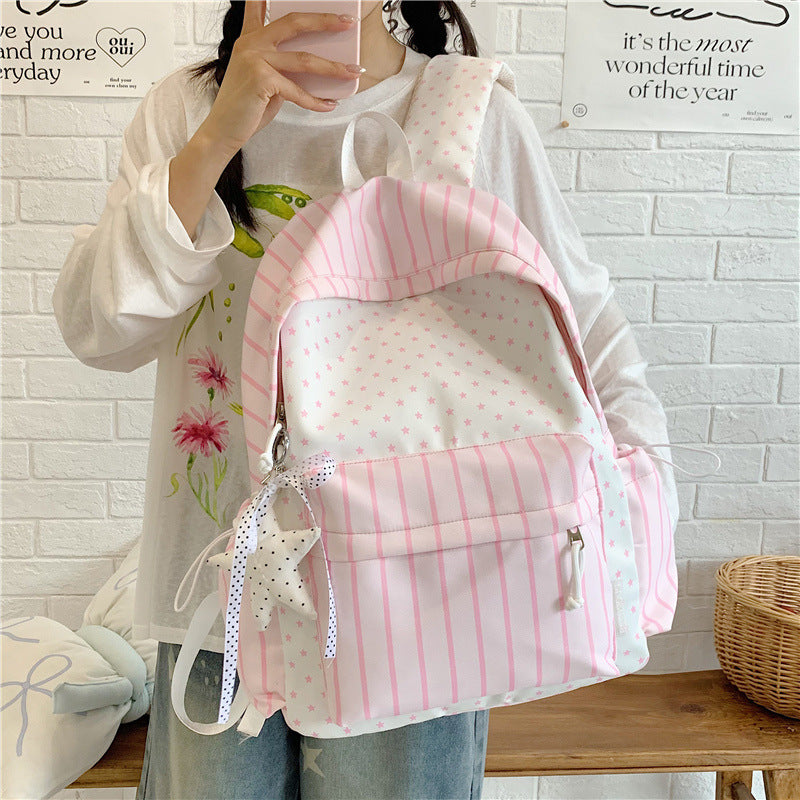 Charming Striped Patterned Backpack LoungeYard — product view 2