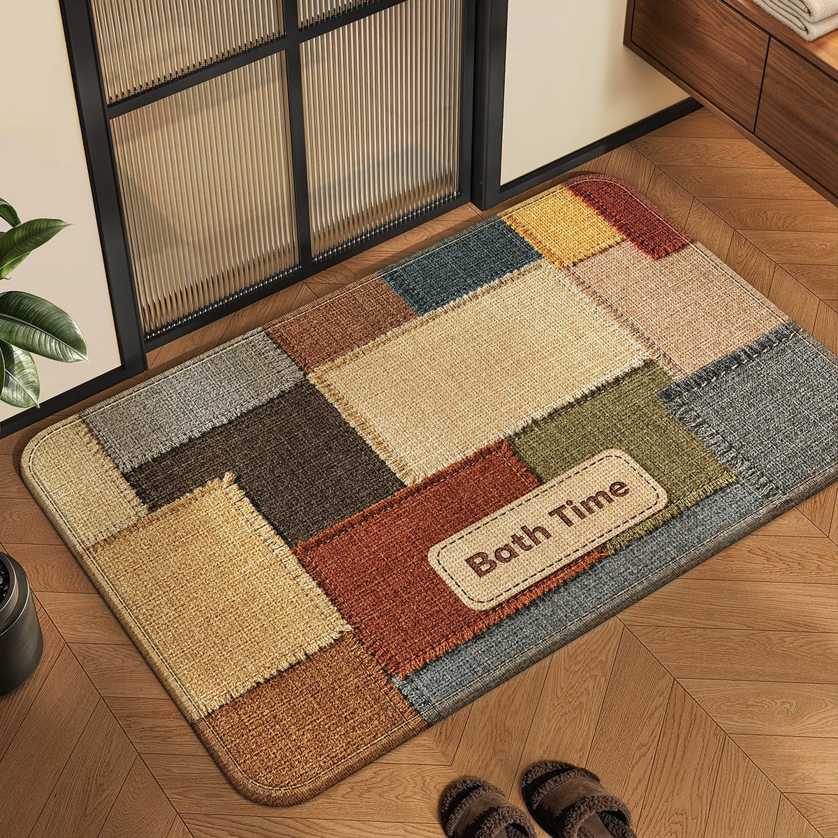 Cozy Patchwork Bath Rug Bowlift — product view 3