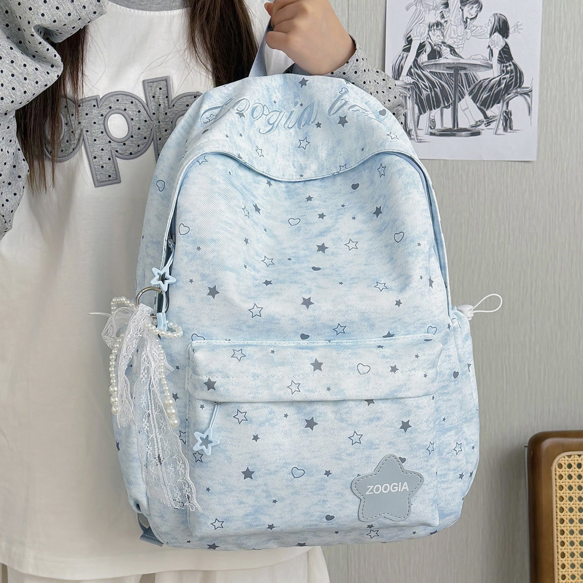 Cute Bunny-Ear Design School Backpack LoungeYard — product view 2