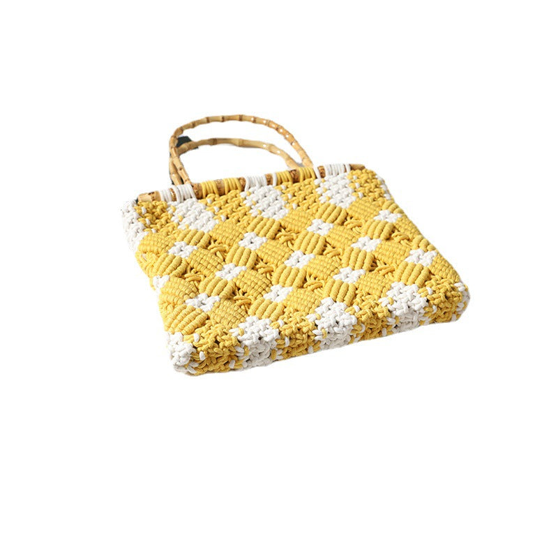 Stylish, Braided Handbag with Unique Checkered Pattern LoungeYard — product view 5