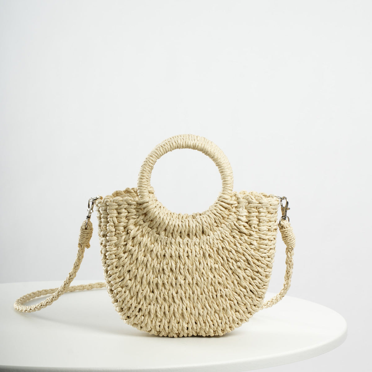 Handmade Basthandbag with Round Handles LoungeYard — product view 2