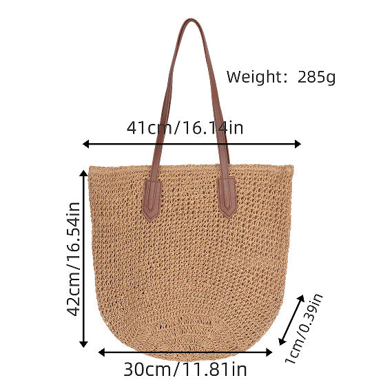 Braided tote bag with long leather handles LoungeYard — product view 5