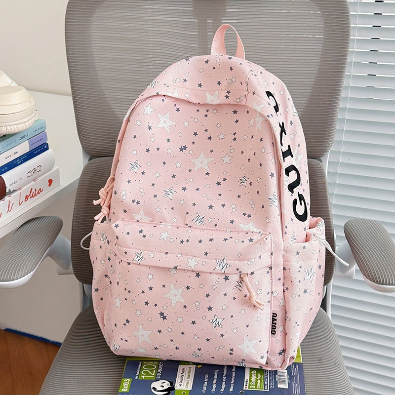 Stylish Star-Patterned School Backpack LoungeYard — product view 6