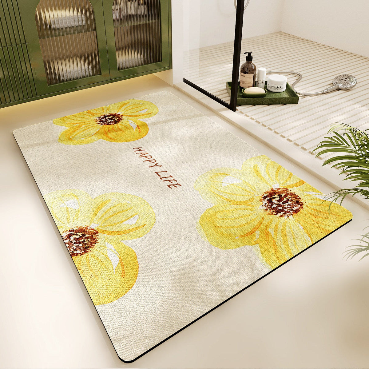 Floral Design Bath Mat — product view 1