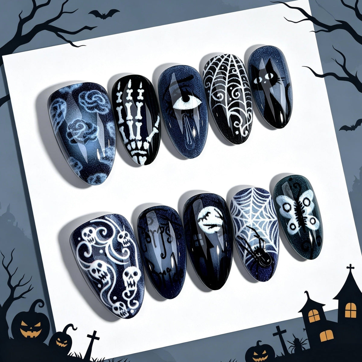 Artistic Halloween-Themed Press-On Nail Collection — product view 3