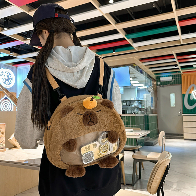 Plush Capybara Character Backpack LoungeYard — product view 1