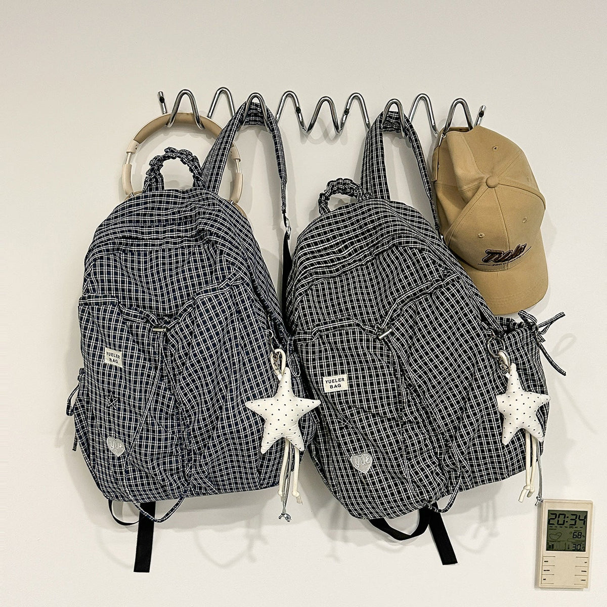 Lightweight Checkered Patterned Backpack LoungeYard — product view 3