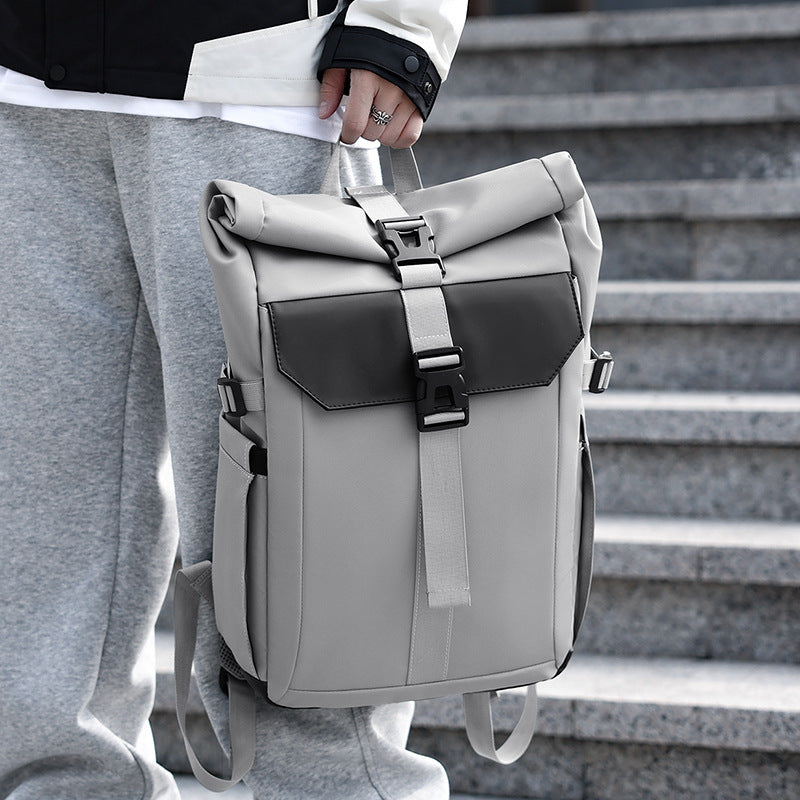 Robust rolltop backpack with ergonomic carrying system and versatile storage space LoungeYard — product view 1