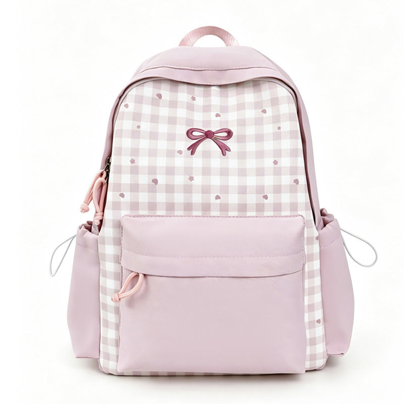Checked Patterned School Backpack LoungeYard — product view 5