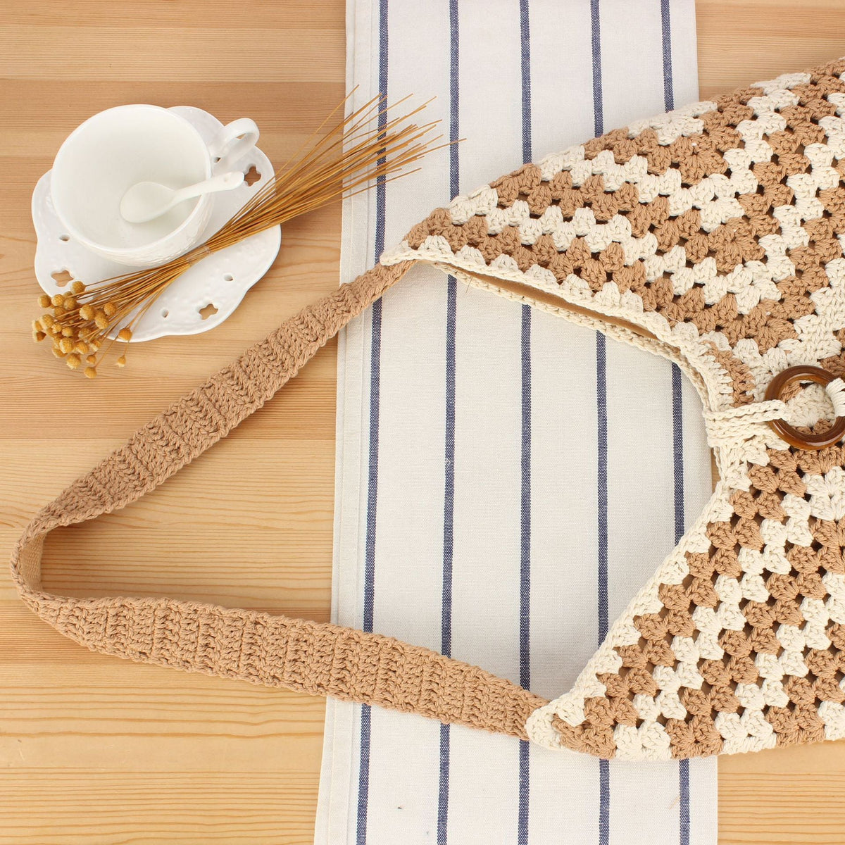 Handmade Macramé Shoulder Bag LoungeYard — product view 2