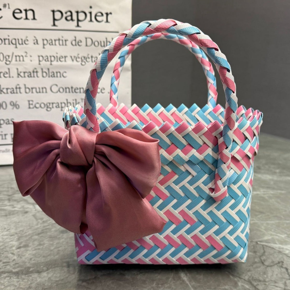Handcrafted basket bag in stylish design LoungeYard — product view 3