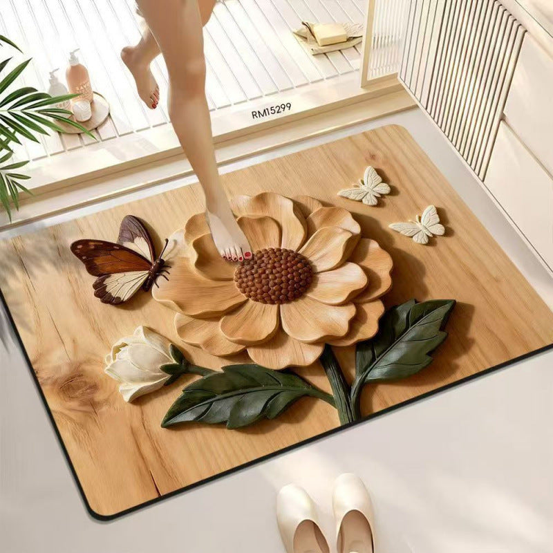 Decorative Butterfly Bath Mat LoungeYard — product view 3