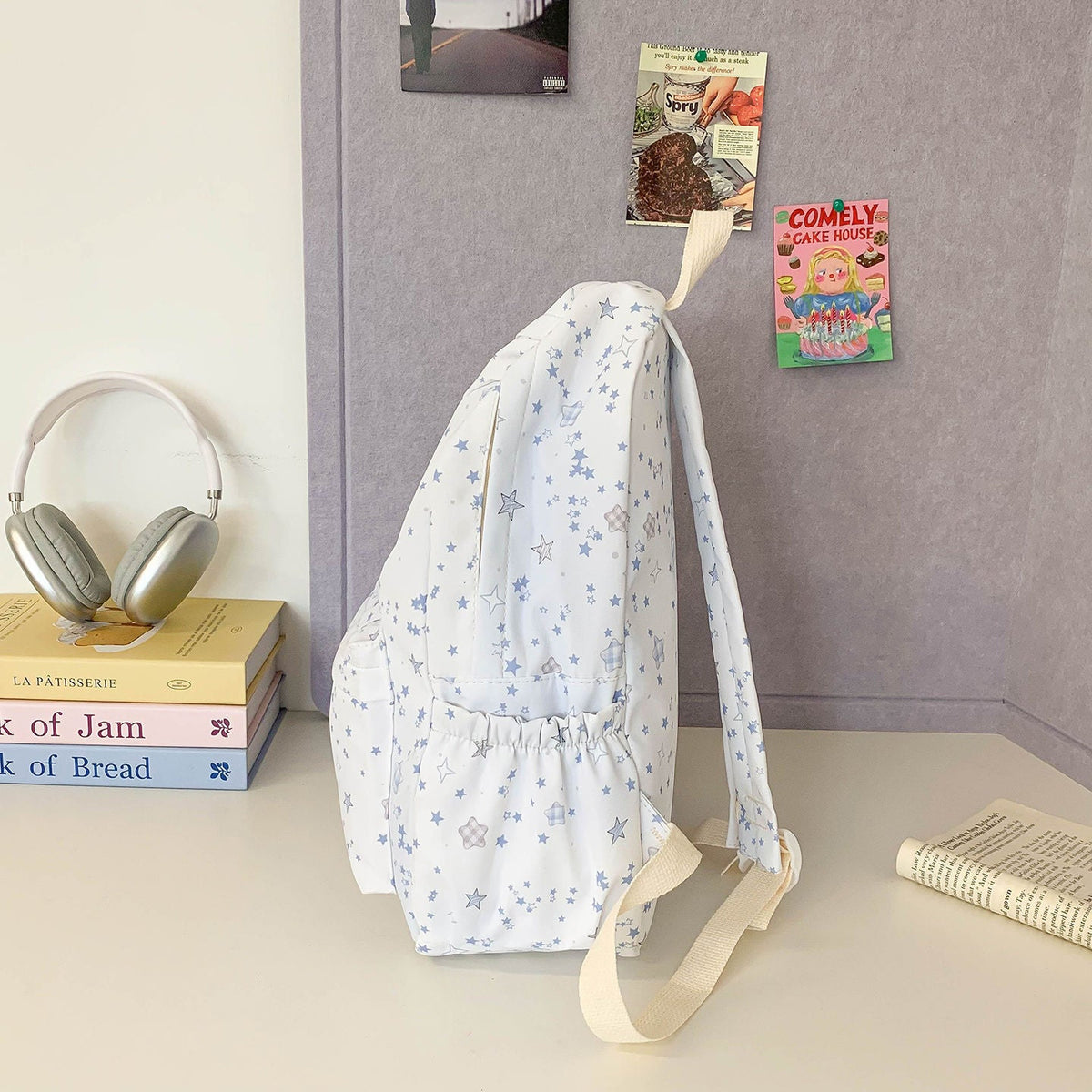 Star-Patterned Canvas Backpack LoungeYard — product view 4