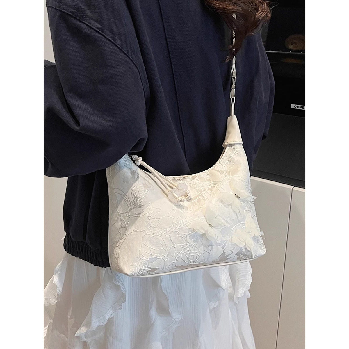 Floral Embellished Hobo Bag LoungeYard — product view 3