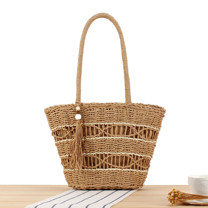 Handmade tote bag with decorative fringes LoungeYard — product view 6